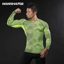 2017 Newest 3D Print Long Sleeve T Shirt Fitness Men Bodybuilding Crossfit NANSHA Brand Compression Shirts Clothing M-XXL