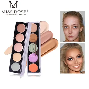 

MISS ROSE 5 Colors Concealer Palette Face Foundation Cream Base Makeup Natural Cosmetic Soft Matte Long Wear Face Contour MakeUp