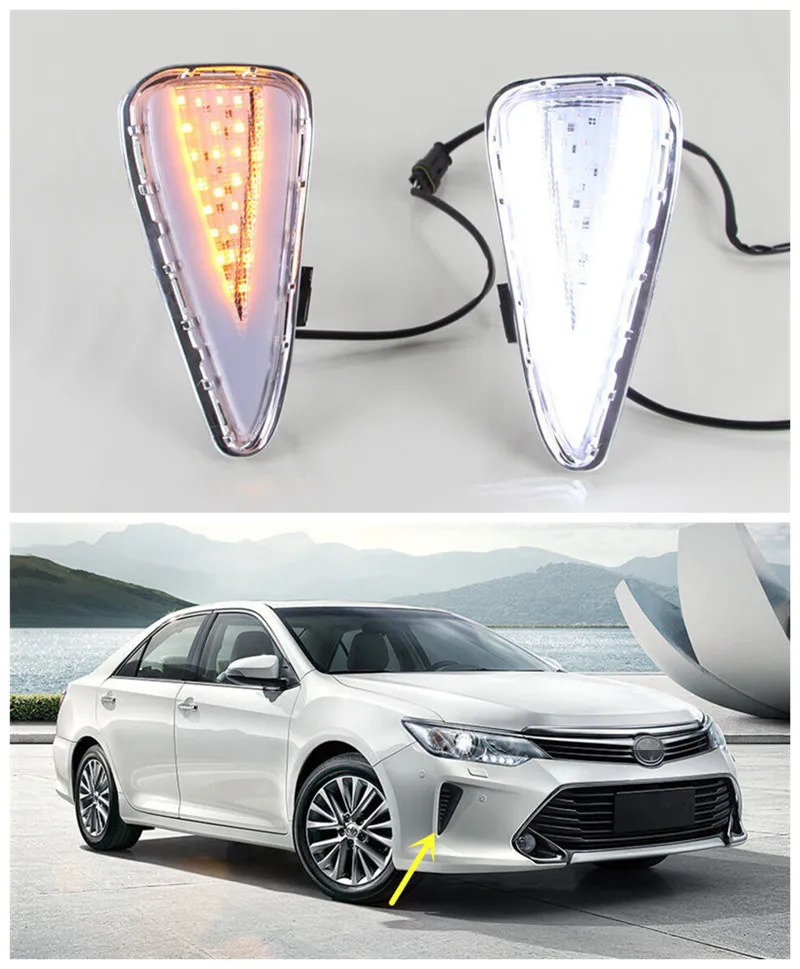 With Turn Signal Function 12V LED Car DRL For Toyota Camry 2015 2016 LED DRL Daytime Running