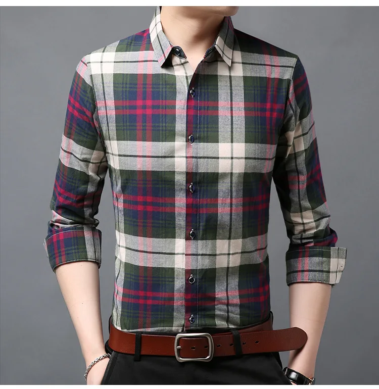 2019 Модная брендовая мужская клетчатая рубашка Осенняя приталенная рубашка с длинными рукавами Мужская Весенняя Повседневная рубашка для