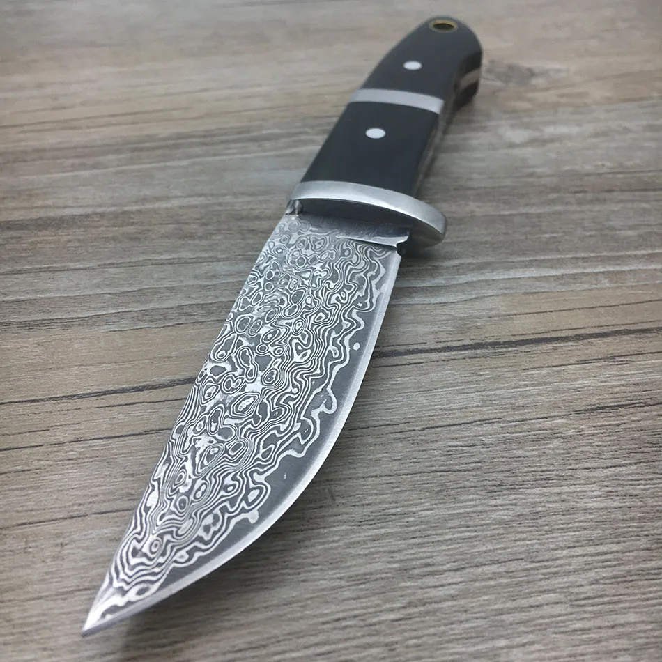 survival damascus steel hunting knives ox horn handle amry knife