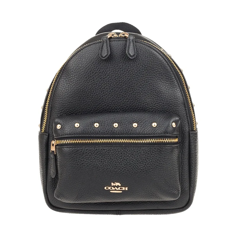 COACH Pebble кожаные шпильки мини-рюкзак Charlie F45070 - Цвет: blackF45070IMBLK