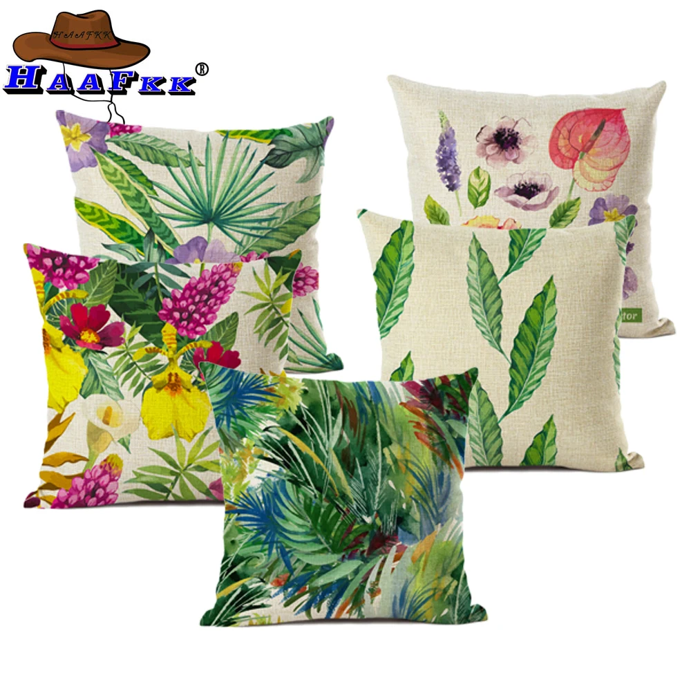 Banana Leaf Decor Picture Pillow Case Artificial Tropical Plants Banana Leaf Decor Picture Pillow Case