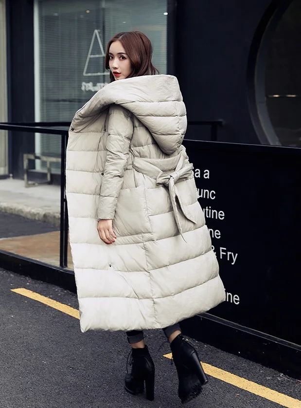 Зимняя новинка, женский длинный пуховик, хлопковая куртка,, высокое качество, свободная теплая хлопковая верхняя одежда, модная, с капюшоном, изысканное пальто, B151