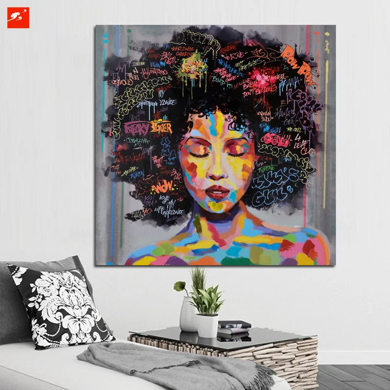 HD Print Painting Colorful Girl Oil Painting Wall Art Picture For