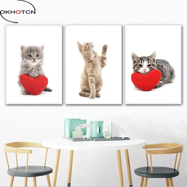 OKHOTCN Famed Cat Canvas Painting Posters And Prints Wall Art Minimalist Animal Nordic Style Living Room Background Decoration | Дом и сад