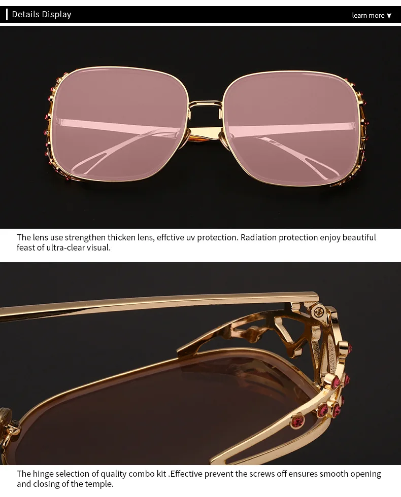 Для женщин Мода негабаритных Рамки квадратный Солнцезащитные очки для женщин женские Винтаж diamond Рамки Украшенные стразами Защита от
