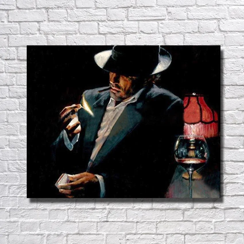 Modern Oil Painting Pictures Hand made Smoking Man Living