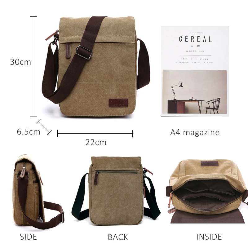  Scione Fashion Solid Canvas Messenger Satchel Bags Buckle Casual Portable Shoulder Bag Korean Trend - 32918430189