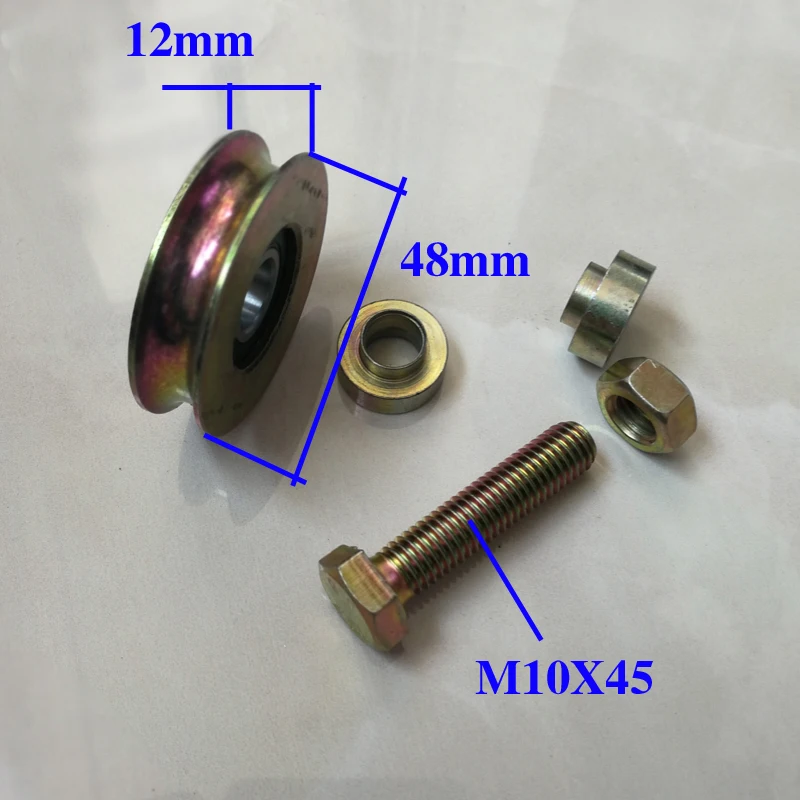 

2 inch sliding roller/pulley/wheel with U-groove bolt M10X45 , diameter 48mm,thickness 12mm,6001RS bore 12mm and . 2pcs/lot