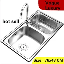 Дома высокое качество мыть овощи объем кухня двойной паз раковина vogue 304 нержавеющая сталь 76x43 см