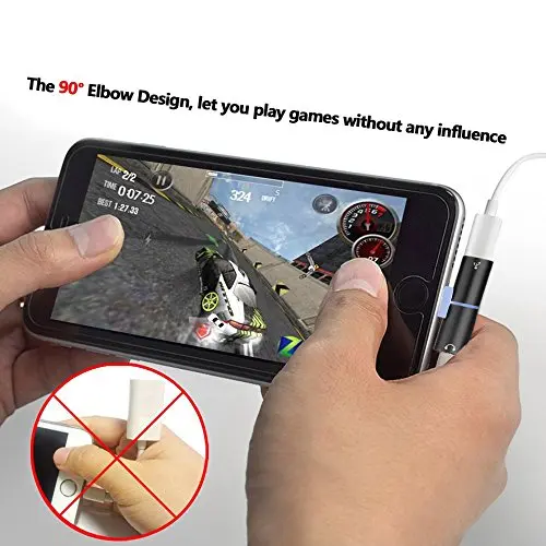Fanshu 3 in 1 Headphone Jack and Charge Adapter Splitter Dual Lighting Female Cellphone Audio and Charging Support Calling
