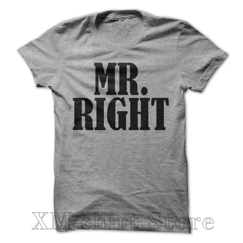 Mr. Right футболка Свадебные мужу Engagment унисекс с капюшоном 100% хлопок o-образным