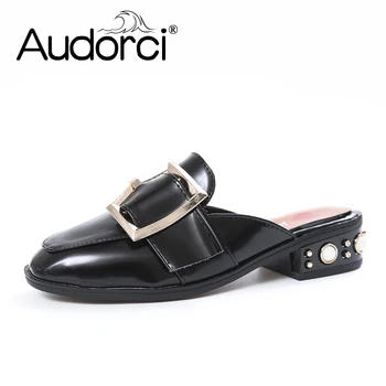 

Audorci 2018 Summer Women Casual Shoes Square Toe Outside Heel Slippers Sandals Women High Quality Casual Shoe Size35-39 6Colors
