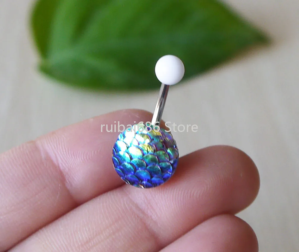 

Fashion Handmade 2pcs New Mermaid Scales belly button ring Navel Piercing Body Jewelry