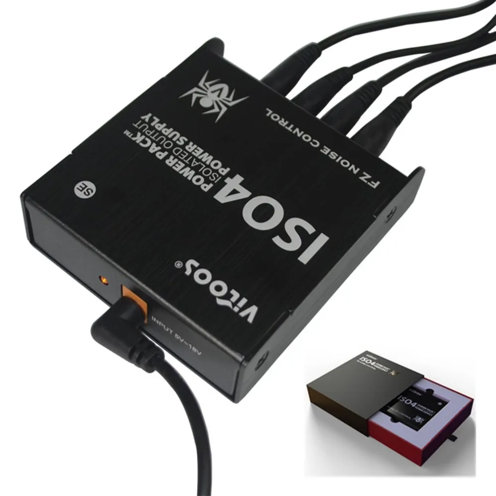 

Vitoos ISO4-SE Power Pack Isolated Output Power Supply Guitar Effects Power Supply 4pcs DC Cables for Guitar Pedals