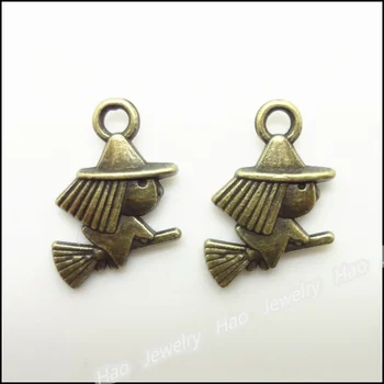 

120pcs Vintage Charms Halloween Witch Pendant Antique bronze Zinc Alloy Fit Bracelet Necklace DIY Metal Jewelry Findings