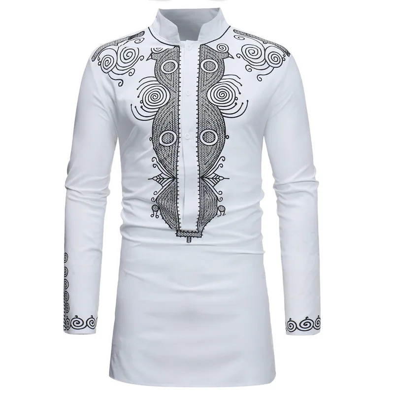 riche африканская одежда для мужчин рубашка Дашики - Цвет: WHITE