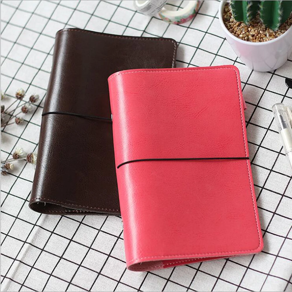 2018 New A5A6 Soft Faux Leather Spiral Notebook's Cover Portable Waterproof 6 Holes Loose Leeaf