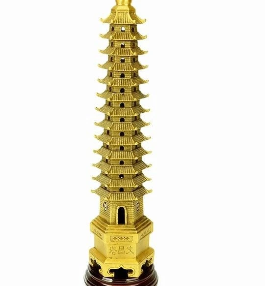

China Buddhism Brass Copper Temple Fengshui Wenchang Tower Pagoda Stupa Statue