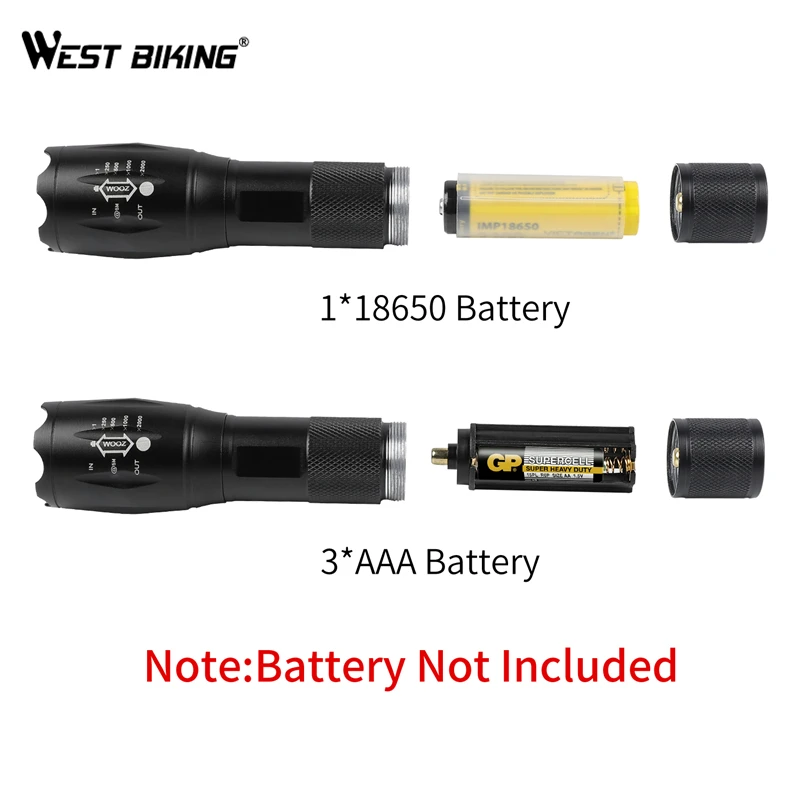 WEST BIKING Bike Light T6 4000 Lumens Zoomable Bicycle Front Light Linterna Torch Led Flashlight Bike Frame Lights Cycling Light