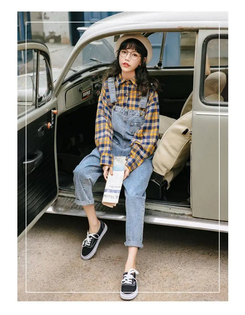 WITHZZ Spring Autumn High Waist Strap Pants Pocket Denim Jumpsuit Women Romper Jeans Jumpsuit Female Streetwear