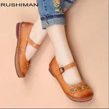 RUSHIMAN/ г.; женские балетки ручной работы из натуральной кожи; женские мягкие повседневные лоферы на плоской подошве с круглым носком для медсестры