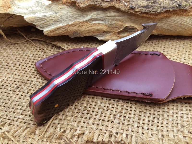 Коллекция Дамаск небольшой Охотничьи ножи, бык рогом ручка кемпинг фиксированным Ножи для шашлыков, Открытый Инструменты выживания Ножи