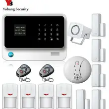 Yobang безопасность Wifi GSM домашняя охранная сигнализация сенсорный экран охранная сигнализация детектор дыма Alarmas Para Casa Sin кабели