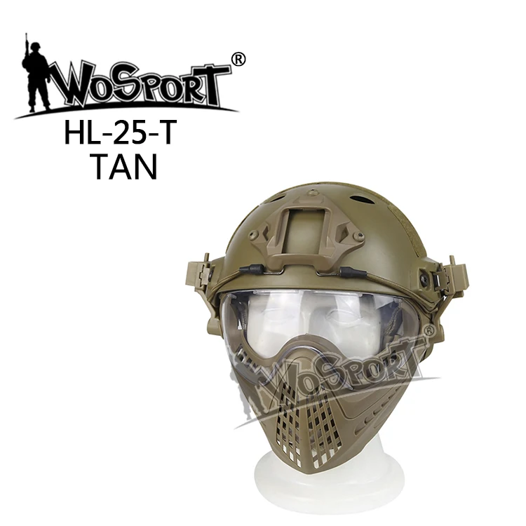 Военный страйкбол армейская военная игра тактический шлем со съемной маской для лица и очками - Цвет: HL25-TA