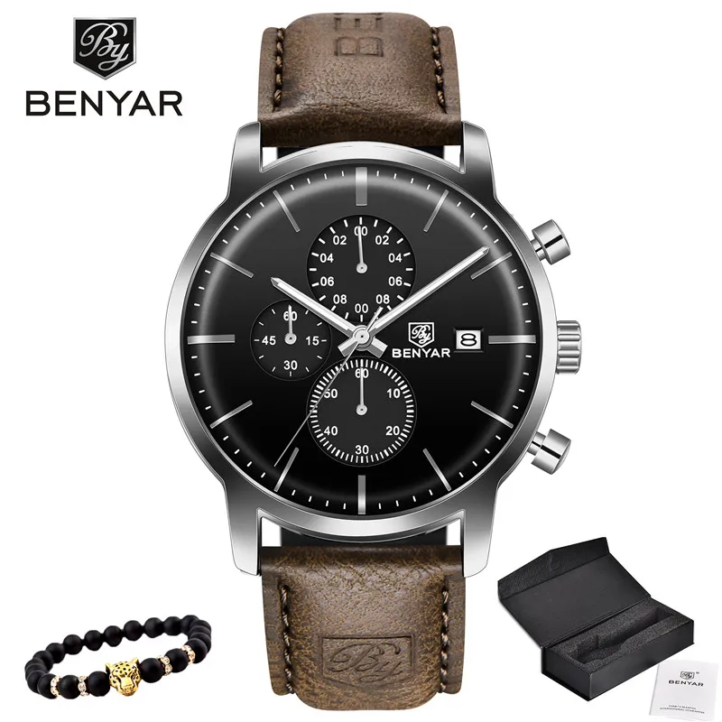 Coffee black BENYAR новые мужские часы военные спортивные мужские часы бизнес/Мода/хронограф лучший бренд Роскошные наручные часы мужские s Reloj Hombre - Цвет: Coffee black