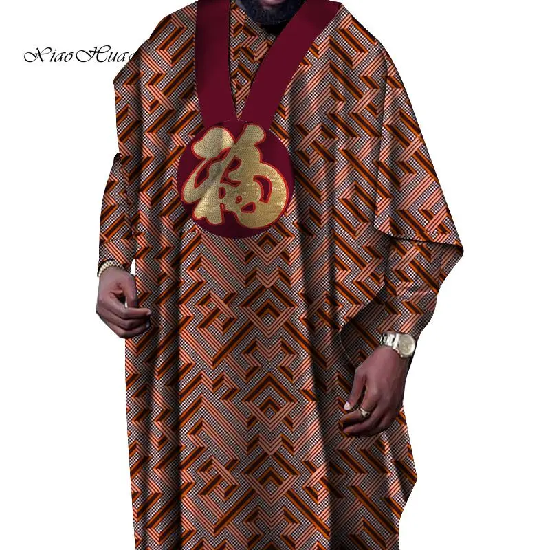 Robe Africain Mens Causal Long Robes Traditional African Print Wax Loose Long Sleeve Print Robes Batik Plus Size 6XL WYN516 - Цвет: 20