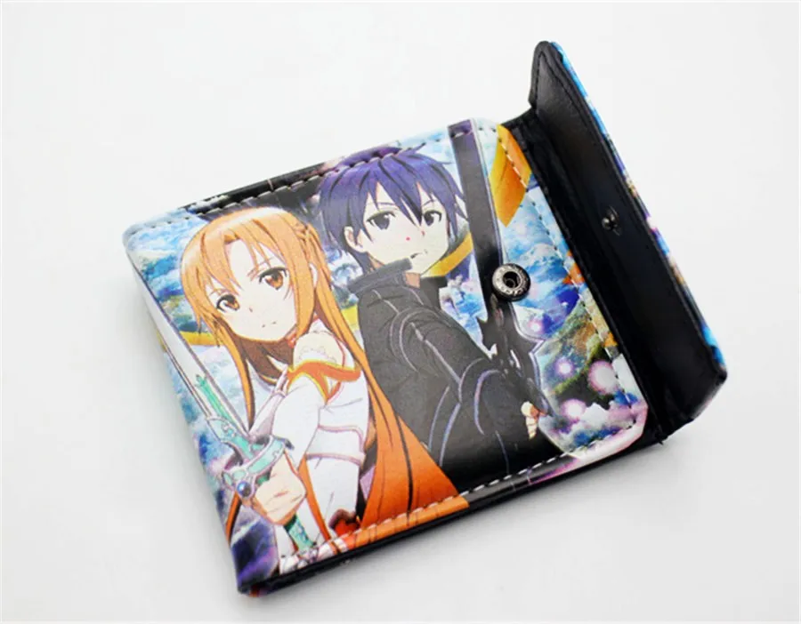 Sword Art Online SAO Kazuto Pu короткий кошелек Двойные фото держатель для карт слоистая кнопка мужской кожаный кошелек с рисунком для мальчиков и девочек