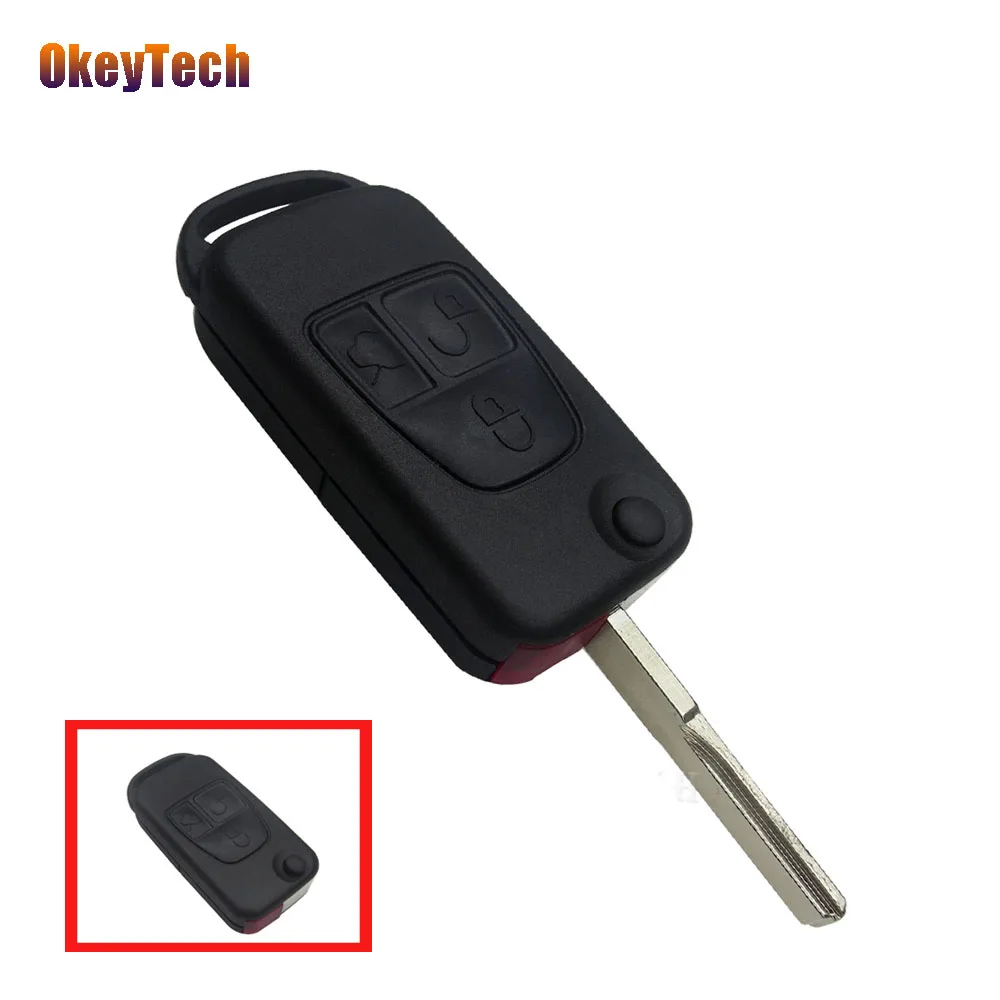 Okeytech المطواة فليب للطي مفتاح البعيد شل 2 المسار شفرة لمرسيدس بنز ml sl sc 3 زر استبدال فوب حالة الغطاء