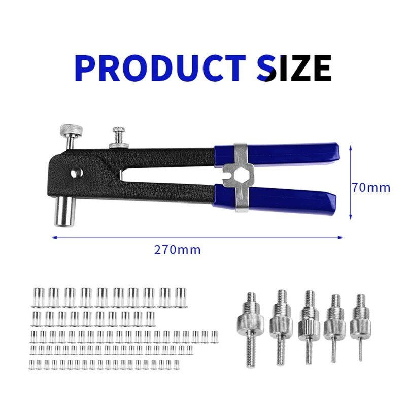 86pcs/Set Blind Rivet Gun Heavy Duty Nut Threaded Insert Hand Riveting Kit M3-M8 Rivet Nuts Nail Gun Household Repair Tools