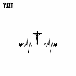 YJZT 12,7 см * 7,3 см крест Heartbeat Lifeline виниловые автомобиля мотоцикла Стикеры наклейки черный, серебристый цвет C13-000110