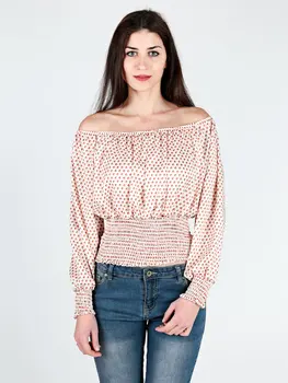 

Woman off-shoulder print elastic defined waist cute sexy top