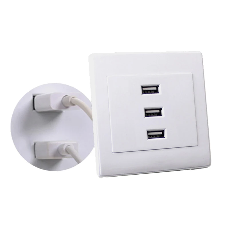 USB 2 0 Wall Socket Charger Outlet Plate Panel DC 5V 10A 3 Ports Universal W0825S
