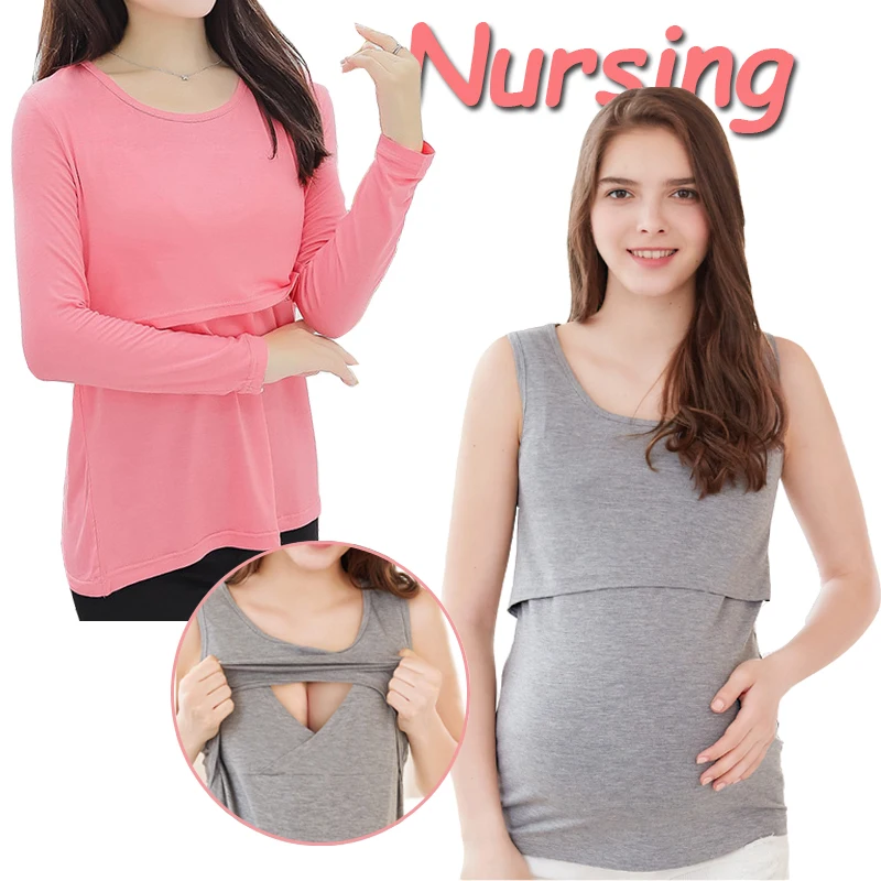 

Maternity Clothing Pregnancy Clothes Nursing Tops For Pregnant Women Plus Nursing Bra Breast Feeding Tanks Breastfeeding t shirt