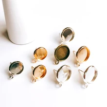 ZEROUP Позолоченные посеребренные серьги установка Круглый Кабошон База серьги аксессуары медный материал DIY ручной работы ремесло 20 шт