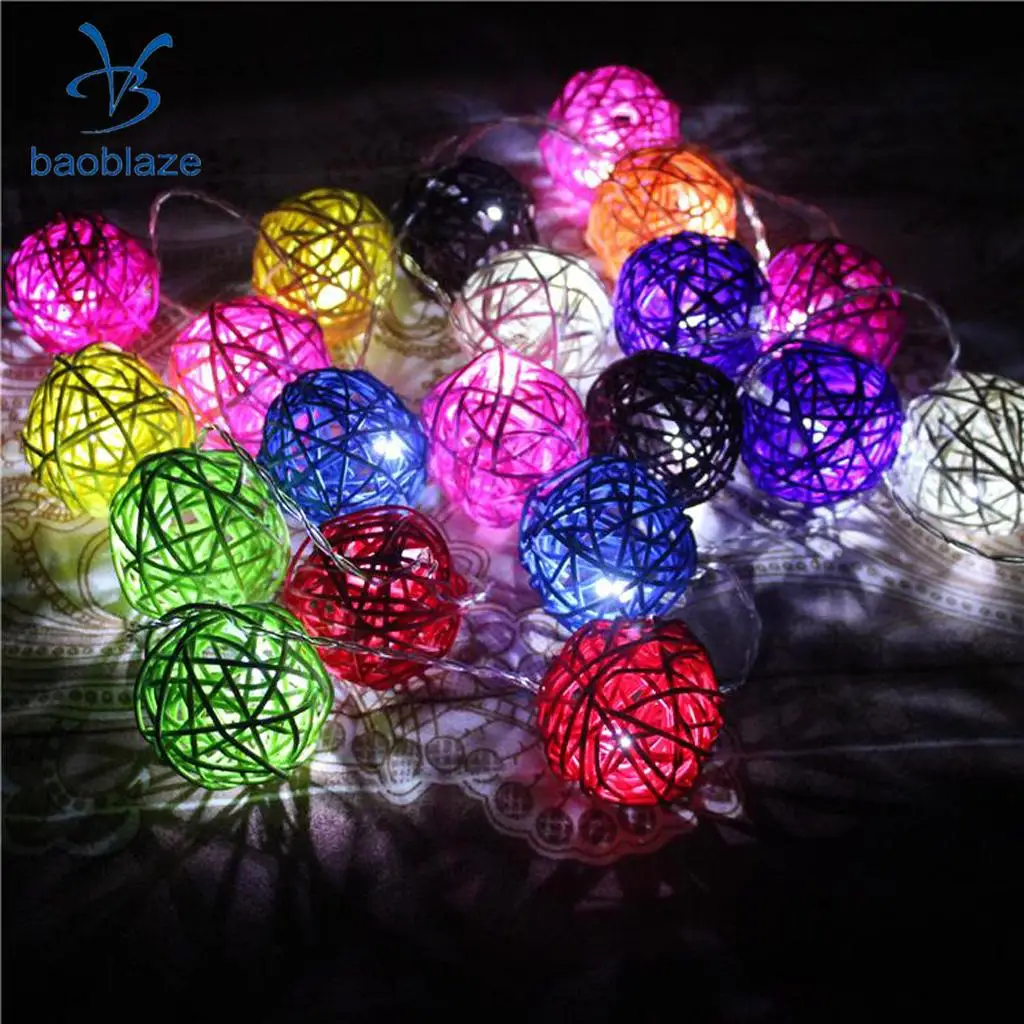 

Baoblaze 20/30/40-LED Battery Operated Diwali Decor Rattan Ball Shape String Lamp Lights for Living Room Wedding Birthday Decor