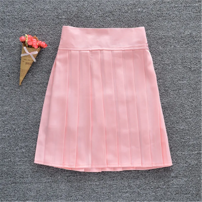 

2018 Japanese School Girls Elastic Shorts Under Skirt Women Mini Pleated Uniform High Waist Skirts Solid Color PZ280