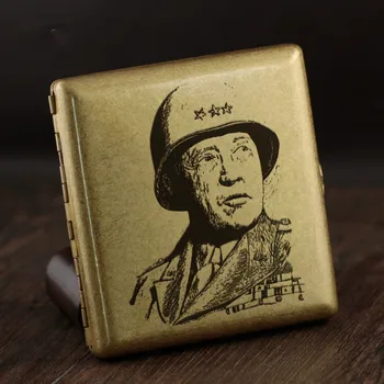 

Brass Rolling Fireworks Boxes Retro-vintage Ultra-thin 20 Portable Man's Carving Gifts Cigarette Cases