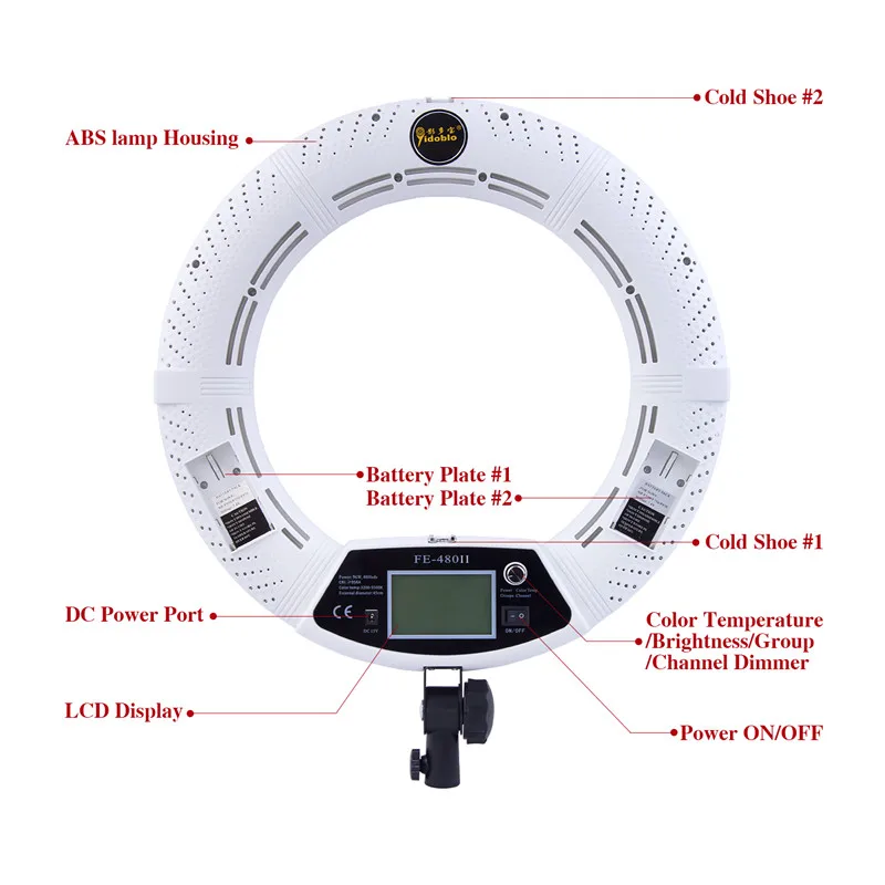  Yidoblo FE-480II Two color Adjust Ring Light 480 LED Lamp Video Makeup selfie Photography Lighting  - 32871594748