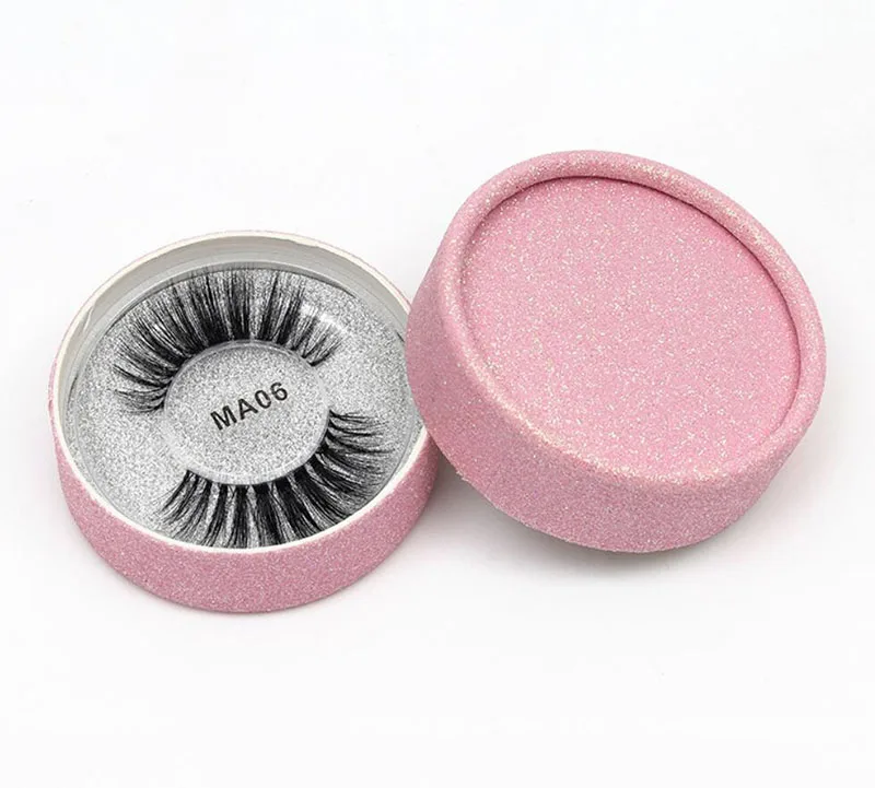 

Natural False Eyelashes Wispy 3D Mink Hair Lashes Silk Eyelash Extensions Strip Lashes Wispies Individual Eyelashes Round Box