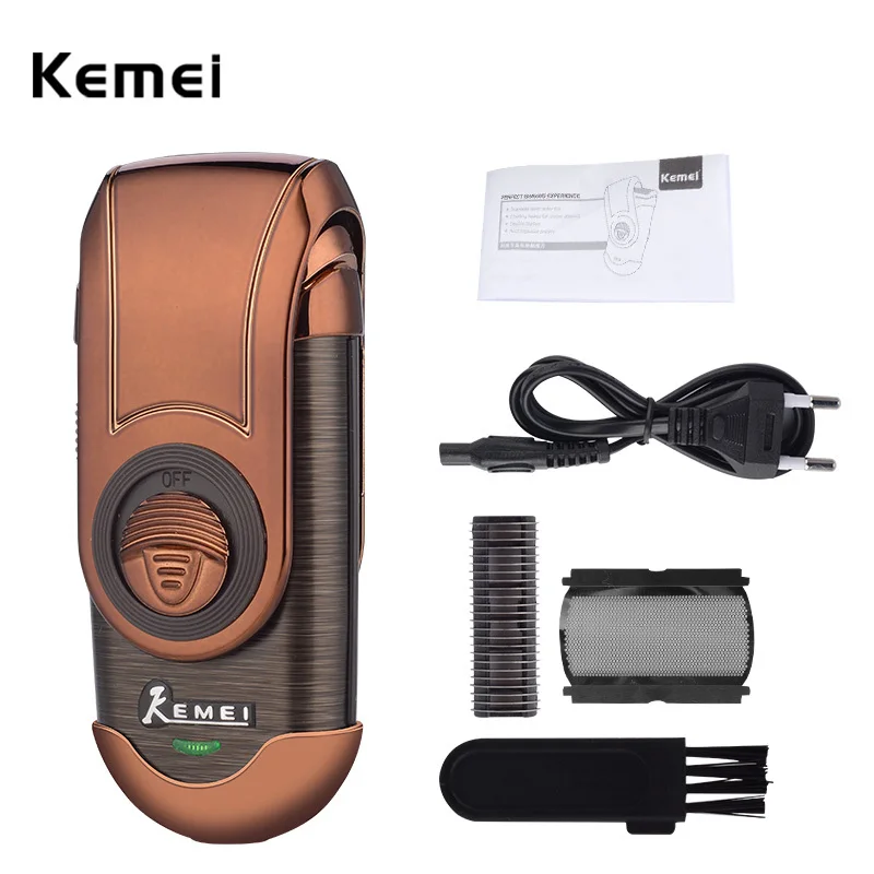 

100-240V Kemei Rechargeable Electric Shaver Men Razor Stainless Steel Blade Beard Trimmer Machine Shaving Razor Reciprocating