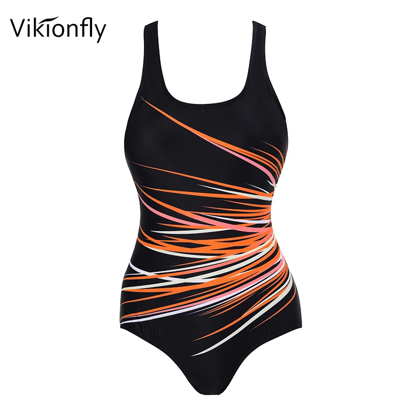 Vikionfly, спортивный сдельный купальник, женский,, с принтом, Ретро стиль, размера плюс, купальник, купальный костюм, купальный костюм для женщин, костюмы 4XL