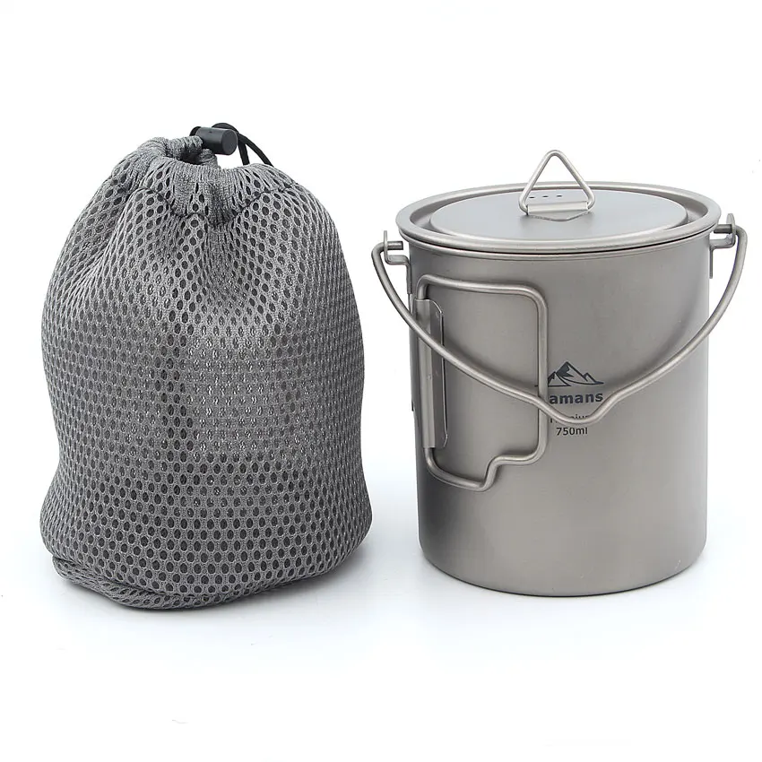 Hamanes HMS-POT-750 ultraligero 750 ml de titanio olla portátil de agua taza de Camping al aire libre de la cocina de Picnic