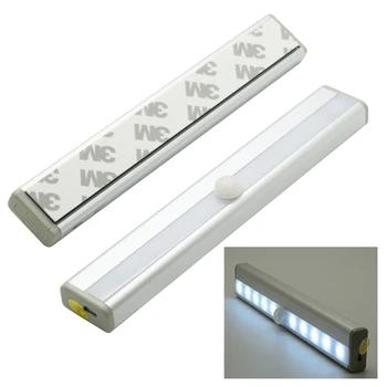 

10pcs/lot 10 LED USB Rechargeable Infrared IR Motion Sensor LED Wall Lights Night Light Built-in Battery