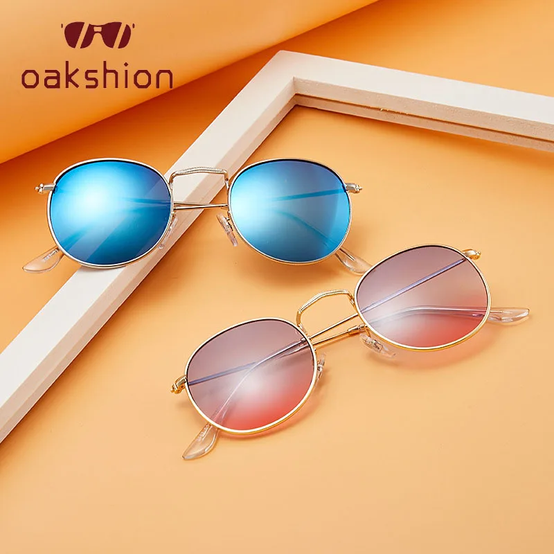 oakshion Retro Round Sunglasses Women 2019 Brand Designer Sun Glasses For Woman Metal Mirror Sunglasses Eyewear Female oculos d